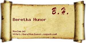 Beretka Hunor névjegykártya